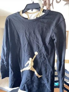 NIKE Black Jordon With Gold JUMPMAN Pullover Sweatshirt XL Youth 13-15 Years - Picture 1 of 5