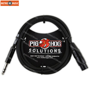 Pig Hog 6 ft 1/4" TRS Stereo Male to XLR Female Balanced Cable foot cord black