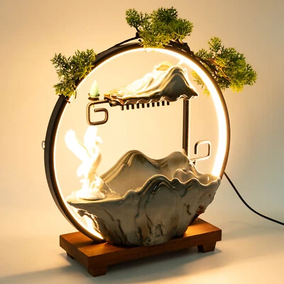 Fuente de agua de mesa con bomba fuente de cascada interior con luces Foto 1 de 4