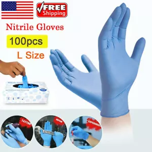 Blue Nitrile Disposable Gloves Powder Free Size L LAB- bulk 100PCS/PACK - Picture 1 of 18