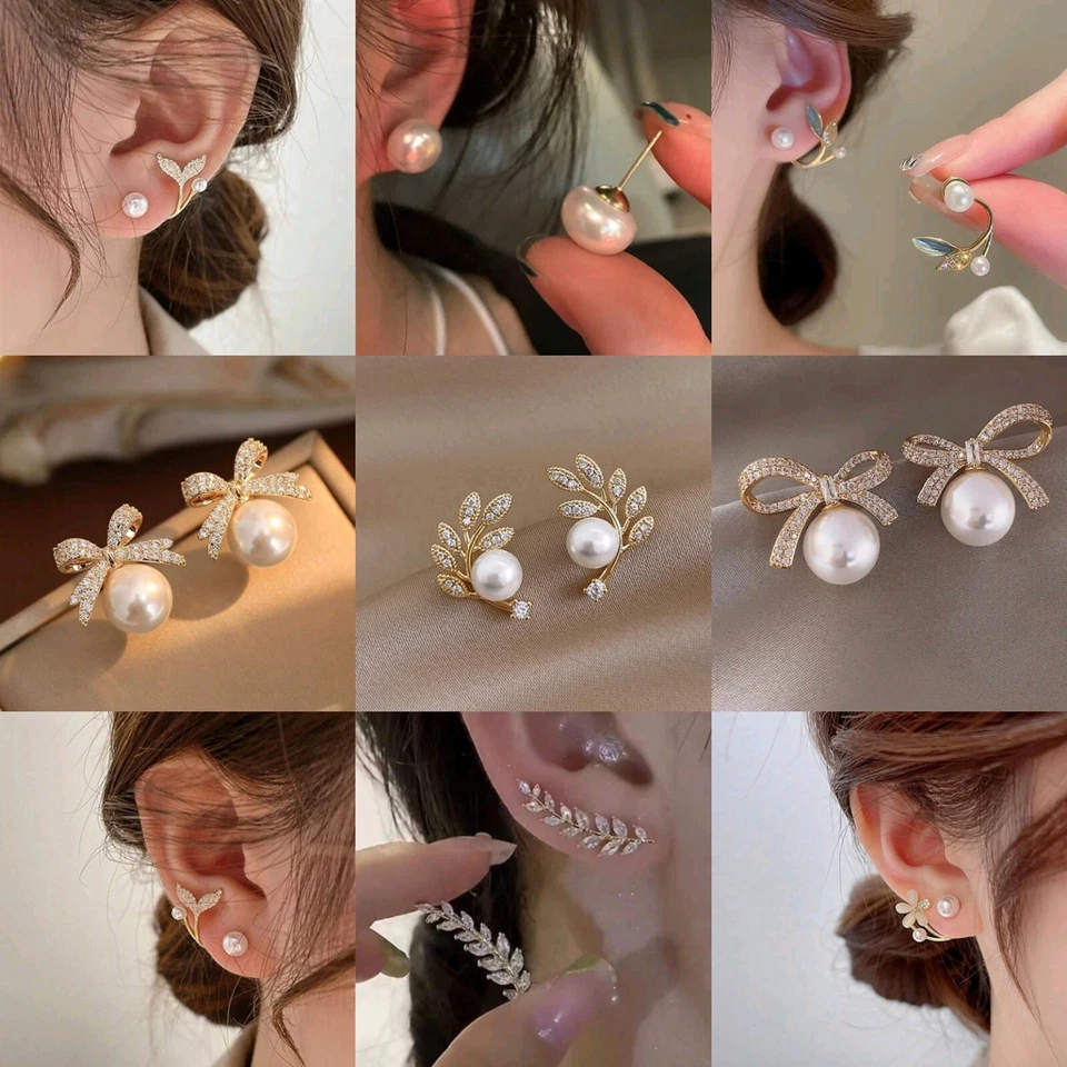 Luxus Perlen Ohrstecker Ohrringe Künstliche Perlen Gold, Silber Damen Schmuck - Bild 1 von 1
