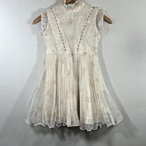 Vtg Dorissa of Miami Dress Kids 10 Floral Ruffle Daisy Prairie Formal - Picture 1 of 13