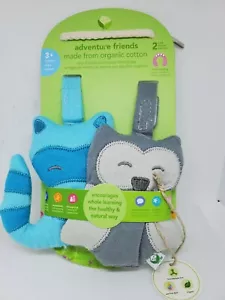 green sprouts Organic Cotton teething learn 2 pack owl racoon blue gray baby - Picture 1 of 12