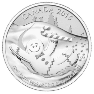 PURE FINE SILVER $20 COIN - GINGERBREAD MAN 2015 - CANADA - Picture 1 of 4