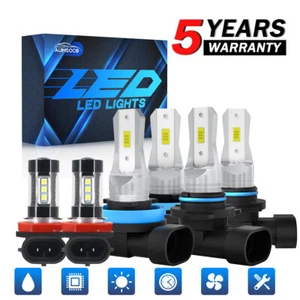 9005 H11 H11 Faro LED + Luz Antiniebla Kit Bombillas Súper Brillantes 8000K Blanco Alto Bajo - Imagen 1 de 14