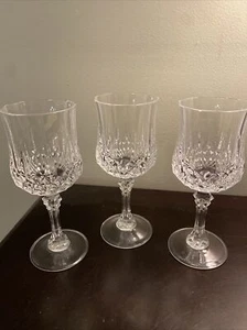 CRYSTAL D’ARQUES DURAND LONGCHAMP WATER/WINE 7 1/4” SET OF THREE GLASSES - Picture 1 of 4