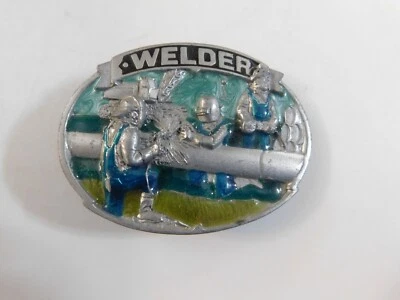 1986 GREAT AMERICAN BUCKLE CO. A SOLDADOR SOLDADOR LÍNEA DE PINO ESMALTE HEBILLA DE CINTURÓN NOS Foto 1 de 2