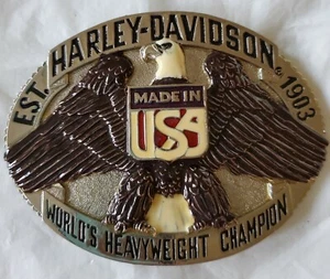 New Vtg. Harley Davidson Belt Buckle Raintree - Heavyweight Champ - Picture 1 of 5