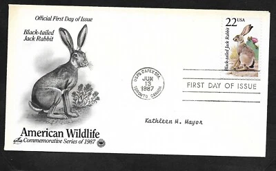 #2305 22c North American Wildlife -Black-tailed Jack Rabbit - ArtCraft/PCS FDC - Image 1 of 2