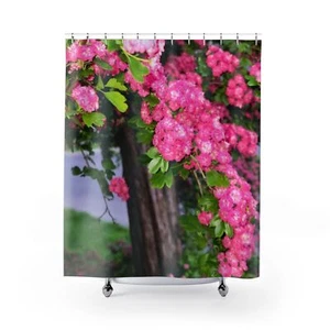 Pink Blossom Tree Shower Curtain - Bathroom Decor, Home Decor, Chic Elegant  - Picture 1 of 5