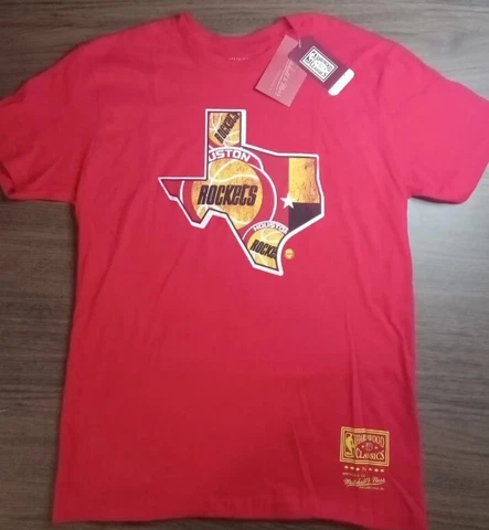 Mitchell & Ness Men's Size Medium Short Sleeve T-shirt Houston Rockets Red Logo Cover