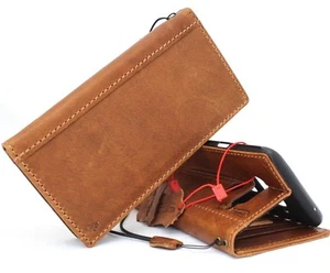 Genuine vintae leather case fo LG V40 book cards wallet slim cover luxury V 40 G - Picture 1 of 8
