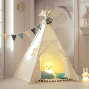 Teepee Tent for Kids Lace Wood Tent Canvas Teepee Tent Tipi Tent Boho Playhouse