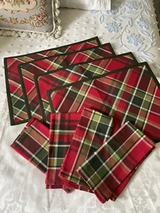 Set Weihnachten Urlaub kariert 4 Tischsets & Servietten - Bild 1 von 2