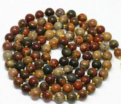 长 25 - 50 英寸 8 毫米天然毕加索碧玉宝石圆形珠项链 AAA — 第 1/4 张图片