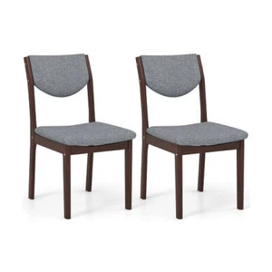 Set of 2 Wood Kitchen Chairs with Faux Leather Upholstered Seat-Gray - Color: Gr - Picture 1 of 5