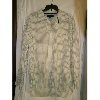 Camisa de vestir Tommy Hilfiger crema y oliva para hombre talla XL Foto 1 de 3