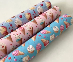 PAQUETE SAVER 3 VERANO HELADO HOJA DE TELA IMPRESA EN LONA PARA HACER ARCOS PARA EL CABELLO - Imagen 1 de 1