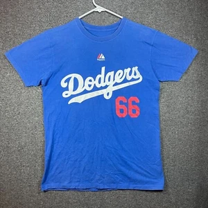 MAJESTIC Shirt Adult Medium Blue L.A Dodgers Yasiel Puig MLB Baseball Sport Mens - Picture 1 of 11