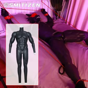 Costume corpo muscolare in silicone SMITIZEN con braccia lattice nero fetish - Foto 1 di 11