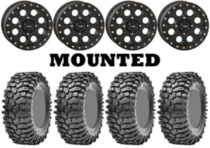 Kit 4 Maxxis Roxxzilla Tires 30x10-14 on System 3 SB-7 Beadlock Matte Black POL - Picture 1 of 5