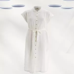 Ex Fat Face Women's Short Sleeve Coleett Linen Midi Shirt Dress in White - Picture 1 of 4