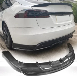 Kit de carrocería divisor difusor parachoques trasero CARBONO REAL para Tesla Modelo S Sedán 16-19 - Imagen 1 de 14
