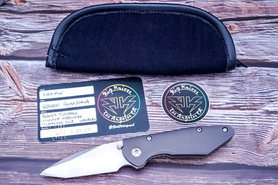 RIP Knives Mini Fury, 2-Tone Magnacut Tanto, Blasted Titanium, Timascus Clip - Image 1 of 4