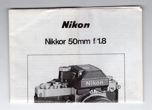 Nikon Nikkor 50mm f/1.8 Ai 1980 Camera Lens Instruction Manual - Picture 1 of 8