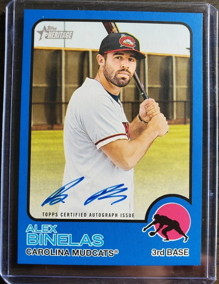 2022 Topps Heritage Minor League Alex Binelas Blue Real One Prospect Auto #/99 - Image 1 of 2