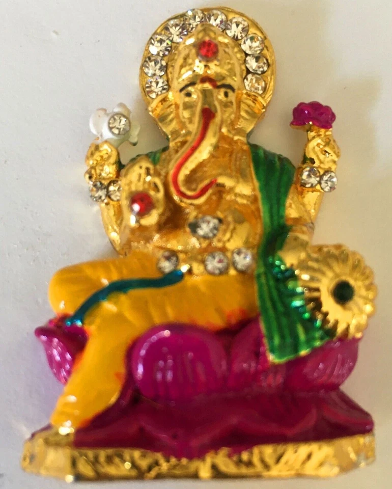 Mini Lord Ganesha painel de carro de metal estátua religiosa inauguração diwali ídolo - Imagem 1 de 1