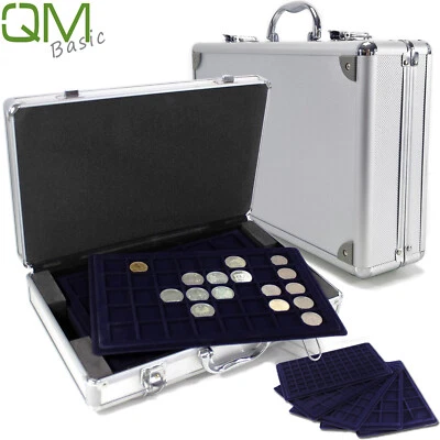 QMBasic Aluminium Münzkoffer Münztableaus Münzen Koffer Tableau Auswahl Alu Euro