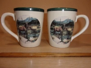 CANTERBURY POTTERIES TREVOR V. SWANSON MAJESTIC BULL ELK SET OF MUGS READ DESCRI - Picture 1 of 3