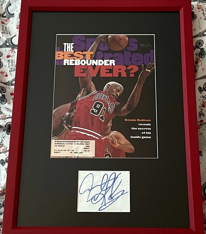 Dennis Rodman autographed signed framed Bulls 1996 Sports Illustrated cover JSA - Image 1 of 2