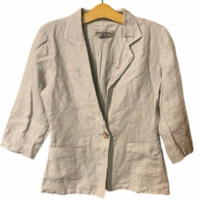 Attr@tivo Cream Linen Blazer with Notched Lapels Italian small  - Image 1 of 4
