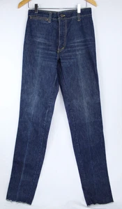 Pantalones de mezclilla Sasson vintage azules sin etiqueta de talla pequeños bolsillo frontal oculto borde crudo ¡LEER! - Imagen 1 de 8