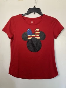 Disney Minnie Mouse USA Schleife amerikanische Flagge Ohren Logo T-Shirt Damen klein - Bild 1 von 5