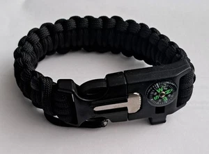 Paracord Survival Hiking Bracelet Fire Starter Compass Whistle Tool Adjustable! - Picture 1 of 4