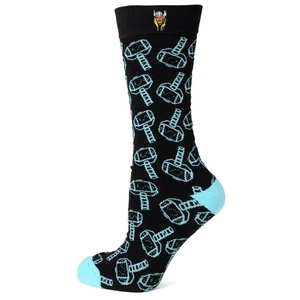 Marvel Thor Pattern Blue/Black One Size Men's One Size Novelty Socks - Picture 1 of 1