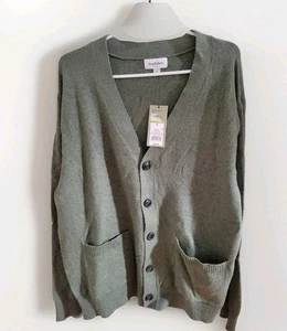 NWT~ Goodfellow & Co sz XL V-neck Olive Green Cardigan Men's Knit Button Down - Picture 1 of 9