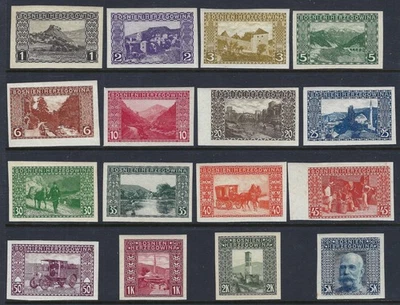 B&D: 1906 Bosnia & Herzegovina Scott 30b-45b full IMPERFORATE set MNH/MH - Image 1 of 2