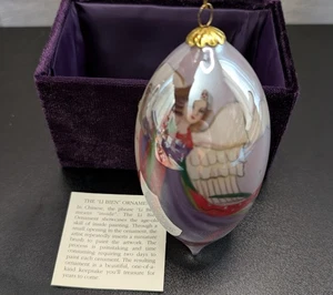 Pier 1 2005 Li Bien Weihnachtsschmuck Engel Tropfen innen bemaltes Glas 5" mit Box - Bild 1 von 13