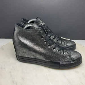 Converse Chuck Taylor All Star Lux Hidden Wedge Womens 8 Silver Black Sneakers - Picture 1 of 8