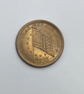1863 The Flag Of Our Union Shoot Him On The Spot Dix Patriotic Civil War Token. - Picture 1 of 7