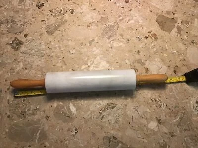 Vintage Gray White Marble Rolling Pin 18" overall Wood Handles Nice - Image 1 of 2