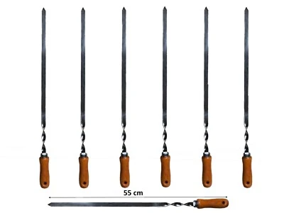 Edelstahl Grillspieße mit Holzgriff 55 cm Fleischspieße Schaschlikspieße 2 mm