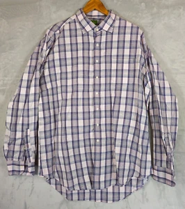 Camicia Sid Mashburn manica lunga con bottoni cotone/lino taglia XL rosa blu a quadri - Foto 1 di 7