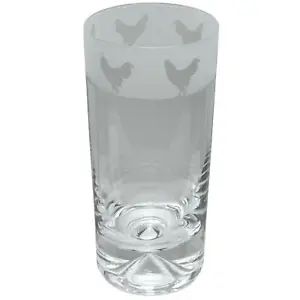 Highball Drinking Glass Cockerel Bird Engraved Decorated Tall Tumbler Gift Boxed - Picture 1 of 2