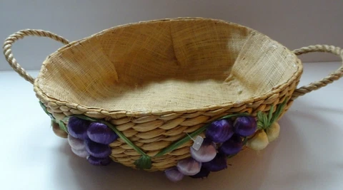 VINTAGE BASKET  HAND WOVEN MEXICAN lined Cover