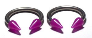 (2) 8g 3/4 UV Purple Spike Horseshoe Ear Nipple Rings Surgical Steel 316L Sexy - Picture 1 of 1